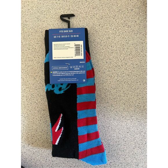 Official David Bowie black logo crew socks US 7-12 unisex men’s women’s rock - Picture 2 of 3
